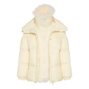 YVES SALOMON Down Puffer Coat with Fur Trim Women NUDE & NEUTRALS Coats &